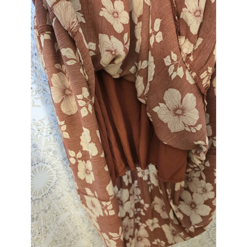 Abercrombie & Fitch Floral Maxi Tie Strap Dress Small Brown Open Back Tiered A&F - Picture 4 of 13